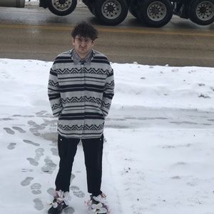 Zipper Wool Blend Sweater Jacket